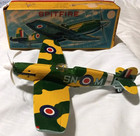 Tin Friction Spitfire Airplane Made In Japan In The Original Box By Htc