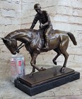 Wonderful Pure Bronze Horse And Jockey Racehorse Sculpture Statue Large Number 1