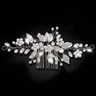 Pearl Rhinestone Wedding Hair Comb  Silver Crystal Bridal Hair Piece