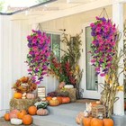 2pcs Eucalyptus Morning Glory Flowers Artificial Hanging Plants Vine Home Decor