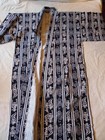 Japanese Indigo   White Long Cotton Summer Kimono With 2 Belts Obi Style  