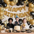 Black And Gold Balloons  60pcs 12 Inch Metallic Gold And Black Confetti Ballo   