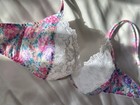 Vintage Jaclyn Smith Size 36b Pink Floral Satin Lace Bra