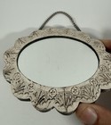 Vintage Turkish Dowry Hanging Floral Oval Mirror  Hallmarked 900 Silver
