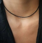 Tiny Black Obsidian Choker Faceted Beads Healing Reiki Energy Women Necklace