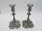 Vintage Pewter Cast Pair Silver 7  Heavy Silver Candlesticks 