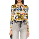 Women Alice   Olivia Round Neck Floral Slim Fit Blouse Top