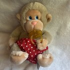 Russ Berrie Monkey Chee Baby Pacifier Vtg Plush Stuffed Very Cute   Rare Find 