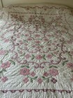 Vintage Quilt Cross-stitch Floral White Prairie  Hand Quilted Cotton