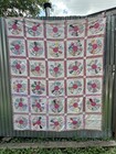 Vintage Handmade Dresden Plate Quilt 1950s  77   x62    Signed   Dated 1956 Feedsack
