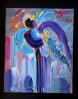 Peter Max   Angel Vintage Print Signed   Framed Large 16x12in  Gold Pop Art  