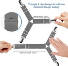 Bed Sheet Straps Clips Sujetadores S  banas Ajustables 4 Pcs Gray Fitted Grippers