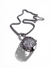 Silver Tone Tree Of Life Round Photo Locket Pendant Necklace  Snake Chain