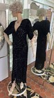 Vtg 30s 40s Inspired Art Deco Black Velvet Burn Out Dress Bias Cut Ml Usa