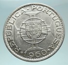 1960 Botswana President Sir Seretse Genuine Antique Silver 20 Escudo Coin I82412
