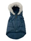 Fur Trim Puffer Parka Jacket Coat For Dog Cat Pet - Medium - Blue