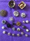 Vintage Lot Of 23 Rhinestone  Paste Buttons  Metal   Plastic