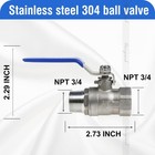 3 4 Npt Stainless Steel Ball Valve Full Port Shut Off Male To Female 1 Pc