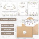 Floral Thank You Cards With Envelopes  bulk 20-4x6  4 6 Inch  White 