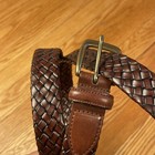 Men   s Leather Basketweaved Woven Genuine Leather Dress Belt Brass Buckle 40   