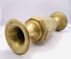 Antique Indian Brass Vase Engraved Floral Octagonal Pedestal Vintage Decor 10 