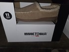Minnetonka Sam Moccasin Slippers Men Size 12m Cinnamon Suede Sherpa Stretchy Nib
