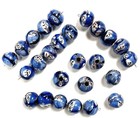 1 4 Pound Vintage Glass Face Blue  White   Black 15mm  To 17mm  Trade Beads 4602