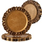 13  Antique Gold Charger Plates With Embossed Rims  Set Of 4  Plastic Plate Char