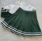 Vintage Varsity Fashions Cheerleading Set Green White Pleated Skirt Usa Size S