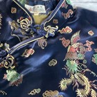 Women   s Blue Satin Cheong-sam Qipao Dress  Dragon   Phoenix Print  Size M