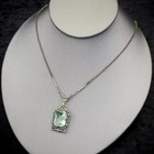 Fine Antique Art Deco 925 Sterling Silver   Sea Blue Mint Green Glass Necklace