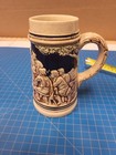 Vintage German Beer Stein Mug Tankard Relief Scene 8 5  Tall Pottery Drinkware