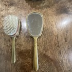 Vintage Gold-tone Vanity Set Brush And Hand Mirror