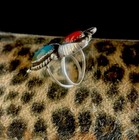 Signed Vintage Native American Bisbee And Coral Silver Ring