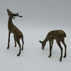 Brass Deer Figurines Vintage Mid Century Set Of 2 - Buck Is 6 5  Tall