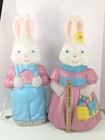 Vintage General Foam Plastics 25    Mr   Mrs Easter Bunny Blow Mold Pair Lighted 