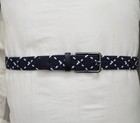Johnston   Murphy Woven Stretch Adjustable Summer Belt Navy White Men s Size 34