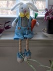 Easter Bunny Rabbit  with Carrot  Vintage Bunny Doll Shelf Sitter Home Decor 15 