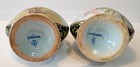 Pr French Porquier Beau Vases Botanicals Cross Handles Faience Quimper As Found