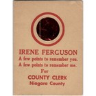 Irene Ferguson 1964 Sewing Needle Book County Clerk Niagara Falls Campaign Vtg 