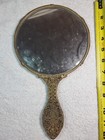 Antique Vtg Handheld Vanity Mirror Gold Tone Brass Metal Filigree 