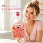 Cute With Lid Bear Drinking Cup Transparent Large Capacity Bear Straw Cup Teddy 