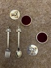 Silver Plated Baby Keepsake Gift Set Teddy Bear Spoon Fork First Tooth Curl Box