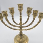 Vintage Solid Brass 7 Arm Menorah Candelabra Judaica Hanukkah Candle Holder