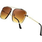 Aviator Sunglasses Gold Frame Brown Lens Square Fashion Shades Uv400 Protection
