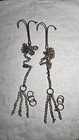 Lot Antique Primitive Animal Fur Meat Drag Double Hook Chain Metal Iron Forged 