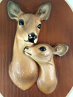 Vintage 1945 Deer Plaque Orn-a-craft Chalkware Lake Tomahawk Wisconsin Souvenir
