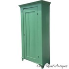 Antique Primitive Wardrobe Green Painted Cabinet Cupboard Jelly Milk 1860s