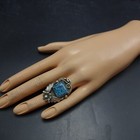 Signed Vintage Navajo Blue Spiderweb Turquoise Sterling Silver Ring Size 6 75
