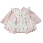 Vintage Bryan Baby Dress Ruffle Lace Pinafore Pink white 2t 80s